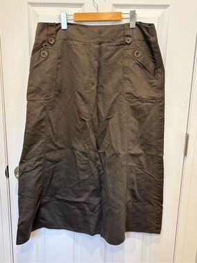 Steilmann Brown Midi A-Line Skirt with Buttoned Pocket Detail #1177